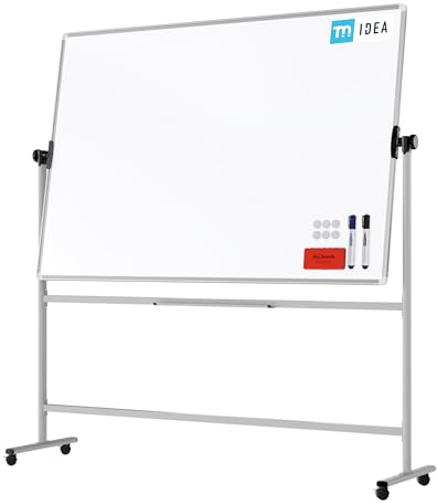 ALLboards Mobile Whiteboard: TM Idea Mobile Whiteboard – Double-Sided, Rotating, Magnetic, Dry-Wipe – 180x120 cm – Flex Series