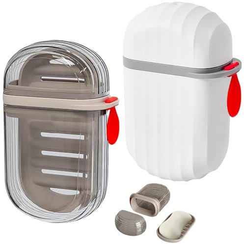 NISENTIA Seifendose, 2 Stück Seifendose Reise Wasserdicht, Seifenbox Reise, Seifenschale mit Deckel, Seifendose mit Abtropfgitter, Behälter Festes Shampoo für Reisen, Badezimmer, Outdoor