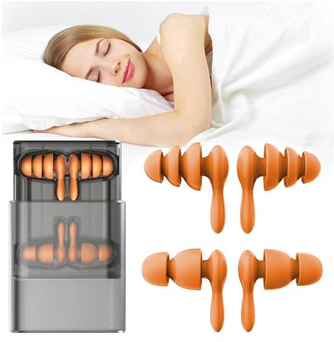 2 Paar Ohrstöpsel zum Schlafen, 40dB zur Lärm-Reduktion Silikon Wasserdicht Ohranpassung Dreischichtige Schalldicht Ohrstöpsel mit Tragbar Box für Schlafen, Schnarchen, Arbeiten, Reisen, Lernen