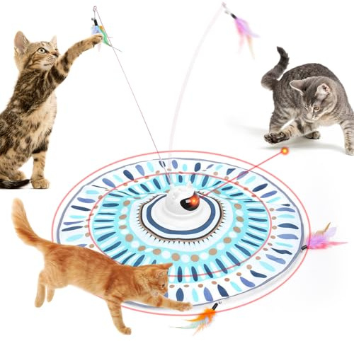 Yaskyly Giochi per Gatti Interattivi 4 in 1 Giocattolo per Gattino Intelligenza Ricaricabile Giochi per Mici Interattivi Gioco Gatto in Casa Modalità Standby Automatica per Gatti di Tutte le Età
