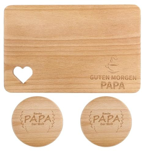 1 Holz Frühstücksbrettchen mit Gravur, Oma Geschenk,Frühstücksteller Mit Untersetzer, Küchenbrettchen, Frühstücksbrett Aus Buche, Weihnachten Geschenkidee (PAPA)