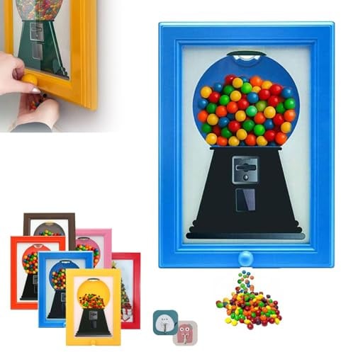 Artévita Bilderrahmen-Süßigkeitenspender, Wandmontage, Blau | Lebensmittelechter Kunststoff, Wand- oder Tischspender mit Drehknopf; für Bonbons, Nüsse, kleine Snacks und Deko.