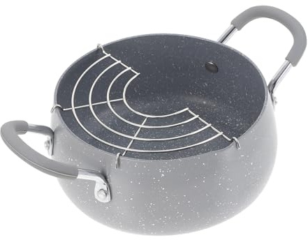 LALADEFIEE Japanese Style Deep Fryer Pan and Household Frying Pot with Hanging Oil Drainer Rack for Crispy Low-Oil Cooking