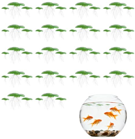 HAYGEM 54 Pièces Plante Aquarium, Vert Aquarium Décoration Flottante, Plante Artificielle Lentille D'eau, Plantes Aquatiques Vertes a Rhizomes pour Tous les Types de Bassins a Poissons