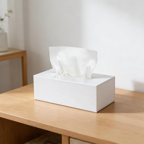 ASOUUNLD Kosmetiktücherbox Acryl Weiß Tücherbox 25x13x11,5 cm Rechteckige Taschentuchbox mit 5 mm Dicke Taschentuchhalter Hochwertiger Stabiler Serviettenspender für Zuhause Büro Küche Restaurant