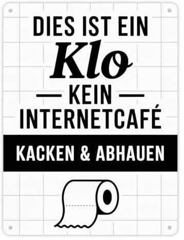 speecheese Metallschild XL in 21x28 cm Klo kein Internetcafe Lustiges | Toilettenschild für Humorliebhaber
