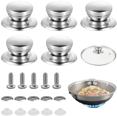 Persiiious 5 Piezas Perilla Para Sartenes, Pomo Tapa Sarten Universal, Manija Para Tapa de Olla, Asa Para Ollas, Antiescaldantes, Tapa Cacerola Perillas Recambio, Para Utensilios de Cocina