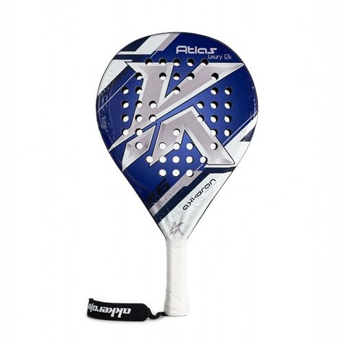 Akkeron Atlas26 Luxury 12k, Pala de Pádel, Carbono 12k Impact, Control, 46x26 cm, Blanco y Negro, Intermedio-Avanzado
