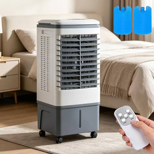 JGJSQYY Raffrescatore d’Aria Portatile 20L con Acqua-Climatizzatore Senza Tubo di Scarico Oscillazione 120° Telecomando Timer 7.5H Condizionatori a Evaporazione Ventilatore per Casa e Ufficio