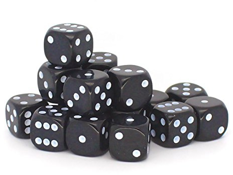 Big Cherry Dice, 50 x 12mm Round Corner Spot - Black by Bulk Dice