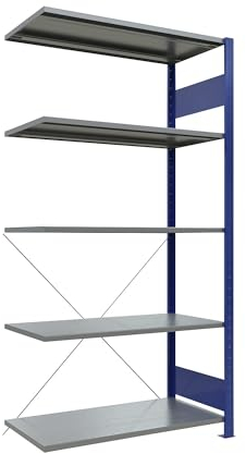 eurokraft | Steckregal | einreihig | Fachboden-BxT 1000 x 500 mm | blau | Höhe 2000 mm | Anbauregal