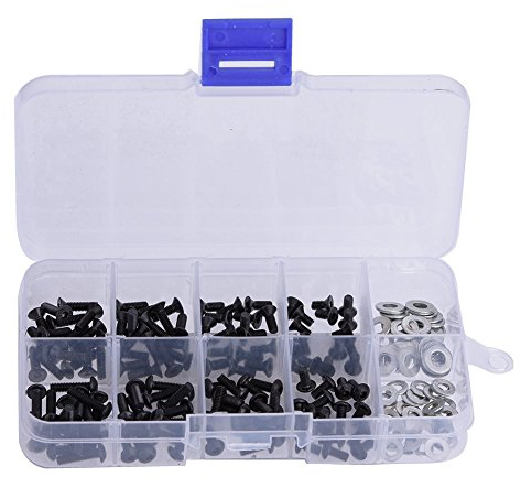 Coffret Vis à tête Plate et Ronde 6mm 8mm 10mm 12mm Vis M3 M4 avec boîte Accessoires pour 1/10 HSP RC Voiture(180pcs / boîte)