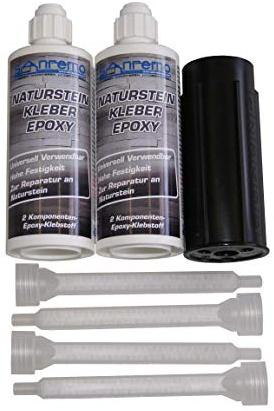 NATURSTEIN KLEBER 280ml + 4 Mischdüsen + Auspressstössel 2-Komponenten Klebstoff Epoxidharz Kleber