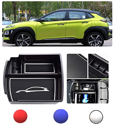 LFOTPP Kona Handschuhfach Armlehne Aufbewahrungsbox Center Console Armrest Storage Box Innen, Mittelkonsole Organizer Tray für Armlehne Organizer Zubehör (Weiß)