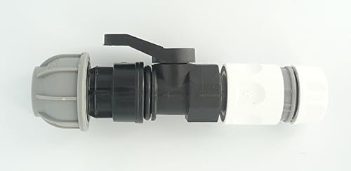 Farm & Field Hardware PIPE JOINER. Joins MDPE/Alkathene Solid Pipe to Snap On Hose Connector. With On/Off Valve (20 mm MDPE x 1/2 Snap On Connector)