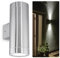 SSC-LUXon TIRA LED Wandlampe Up Down Außen 230V - mit 2x GU10 LED Strahler 3W neutralweiß - Aussenwandlampe Edelstahl IP44