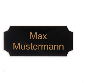 Gravurheim Briefkastenschild Türschild individuelle Gravur Name | selbstklebend - personalisiert | Kunststoff - Plastik | viele Farben und Größen (8x3,5cm Rechteck Hohlkehle, Schwarz-Gold)