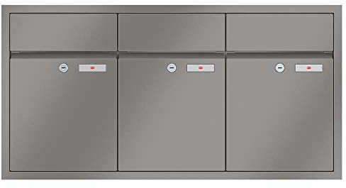 RENZ/Plan / 3er Unterputz-Briefkastenanlage Einbau-Briefkasten/RAL-Farbe 9007 Volumen 21 L/Dein-Briefkasten.de