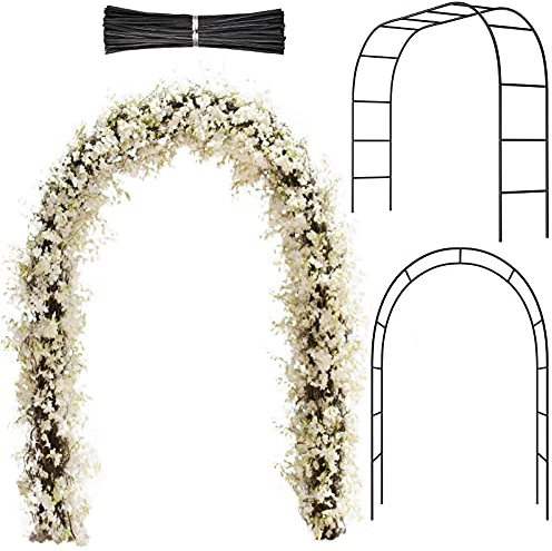 Hotop Hochzeit Bogen Kletterpflanzen Bogen Garten Bogen Spalier Metallbogen Torbogen mit Eisendraht für Schlingpflanzen Innen Außen Brautparty Dekoration (Schwarz)