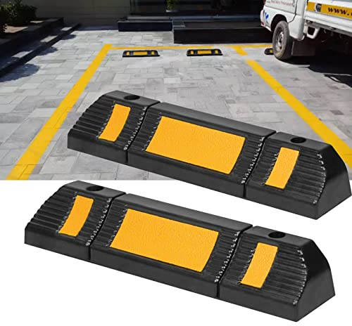 HENGMEI 2X Parkplatzsperre Garagenstopper Gummi Radstopper Parkplatzbegrenzer Anfahrschutz Parkplatzbegrenzung für Garage und Parkplätze