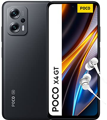 Xiaomi POCO X4 GT 5G Smartphone+Kopfhörer, 8+128GB Handy ohne Vertrag, 6.6”144Hz DynamicSwitch DotDisplay, 64MP Dreifach-Kamera, 5080mAh, 67W Turbo Charge, Black(DE Version)Alexa Hands-Free
