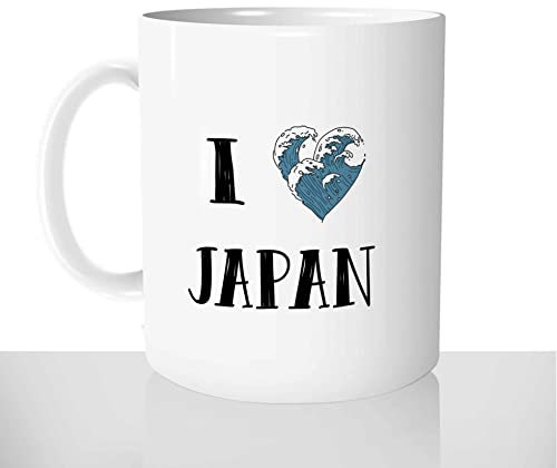 Mug-Cadeau I Love Japan - Tasse Idée Cadeau Original Japon Voyage Vague Japonaise - Noel Anniversaire Collègue