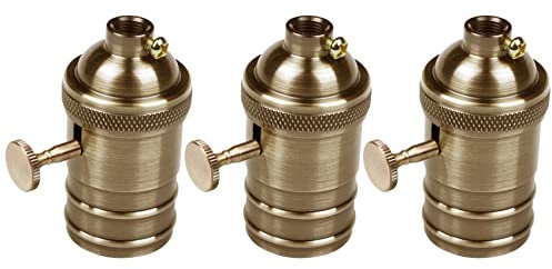 Cusstally 3X Douille de Support D'Ampoule de Lampe En Laiton Cuivre Vintage Antique E26/E27 Laiton Antique
