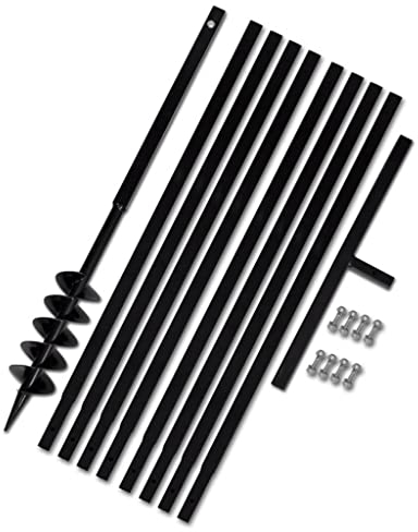 PURADAY Broca de tierra con mango de 100 mm, tubo de extensión de 9 m, juego de brocas de metal para tierra de acero inoxidable, broca de mano para jardín, taladro de tierra con un solo mango