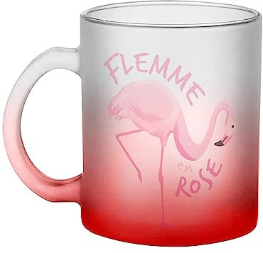 Fabulous Mug en Verre Rouge - Flemme en Rose Jeu de Mot Flamant Rose Ennui