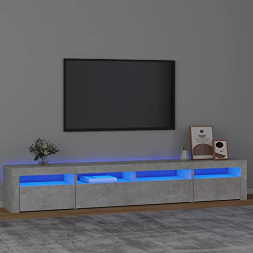 Camerina Mueble de TV con Luces LED Gris hormigón 240x35x40 cm Muebles de Salon TV Muebles TV Salon Mueble para TV Mueble TV