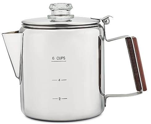 Coletti Bozeman Cafetera de Camping – Cafetera – Cafetera percoladora para fogata o preparación de café en la Estufa (6 Tazas)
