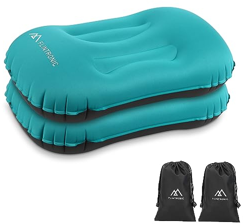 flintronic 2Pcs Oreiller Gonflables de Camping, Coussin de Plage Oreiller Gonflable Plage, Imperméable - Compressible - Confortable - Pliable, Coussin de Voyage Ultraléger Oreiller Gonflable