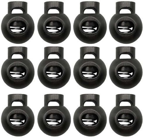 ZELHYEUU 12 Stück Kordelstopper, Federschnur Schlösser, Kunststoff Rutschen Kordelklemme, Single Hole Cord Locks, Rund Kunststoff Kordelklemme, für Kordelzug Rucksack Rucksack