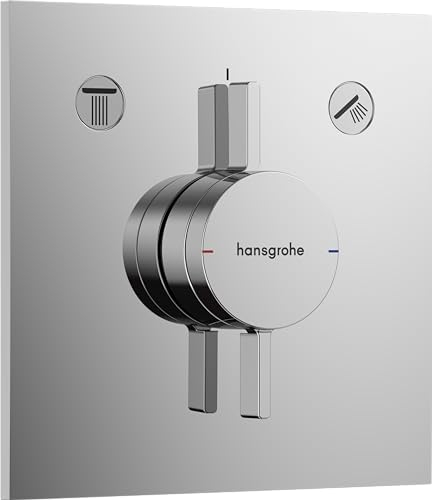 hansgrohe DuoTurn E - Mitigeur de douche encastré, Robinet douche carré 2 sorties, Mitigeur monocommande pour iBox universal 2, Chromé, 75417000