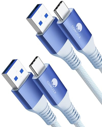 CONMDEX 2Pack USB C Fast Charging Cable - 10Gbps Data Transfer, QC3.0 3.1A Fast Charger for Samsung Note20, Galaxy S24/S23/S22/S21, Z Flip5, Pixel 9 - 1M - Blue
