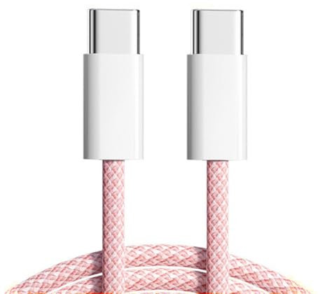 xiwai Cavo di alimentazione USB-C da 27 W, 65 W, 480 Mbps, cavo dati tipo C, ricarica rapida per telefono, tablet e laptop, custodia rosa da 1 m
