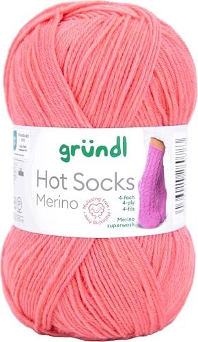 Gründl Sockenwolle Hot Socks Merino - Gewicht 50g, Lauflänge 200m, Nadelstärke 2,5-3, waschbar, ideal für Pullover, Socken Farbe 10