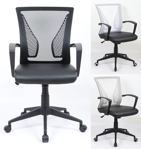 VCM Bürostuhl ergonomisch | Drehstuhl höhenverstellbar | Bürostuhl für Büro & Home Office - Offilo PU Schwarz/Weiß