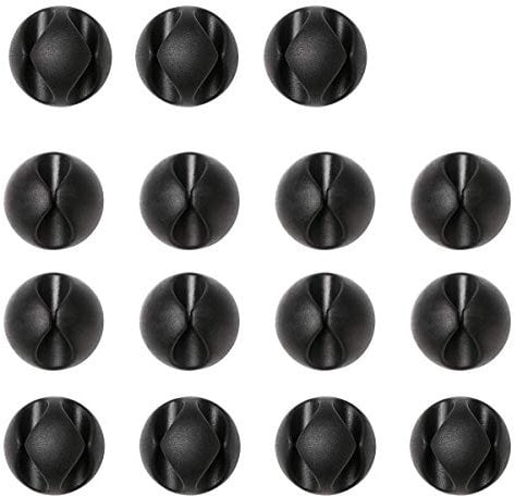 15pcs Data Cable Holder, Made of Organic Silicon Material Desktop Cord Holder, Charging Cord Cable Management for Home, Office, Car and Desk, Black