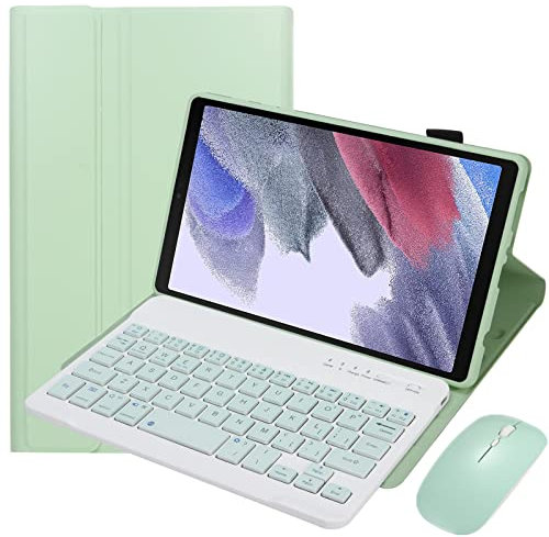 Étui avec Clavier pour Samsung Galaxy Tab A7 Lite 8,7 Modèle 2021 (SM-T220/T225/T227), Support Léger avec Clavier Détachable Magnétiquement,Souris Bluetooth,Vert