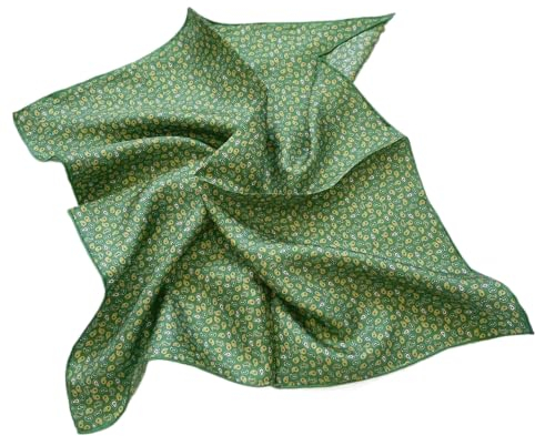 Prettystern Foulard en soie roulotté à la main pour femmes et hommes pur soie bandana été printemps 27 Vert Paisley