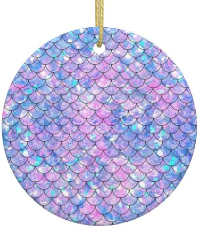 Weihnachtsbaumschmuck Regenbogen Meerjungfrau Waage Rund Runde Keramik Ornament Andenken Christbaumschmuck Anhänger Ideal Weihnachtsschmuck Für Geschenke Hausdeko Holiday