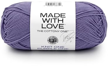 Lion Brand Yarn, Tom Daley Made with Love The Cottony One Garn zum Häkeln, Stricken und Basteln, Knit1Purple1, 1 Packung