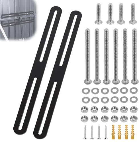 EFUTURETIME 2 pz. Fissaggio per Cassette delle Lettere, 360 x 24 x 3 mm, Supporti in Inox per Cassette Portachiavi su Cancelli, Connettore Piatto per Mobili in Legno, Nero Opaco