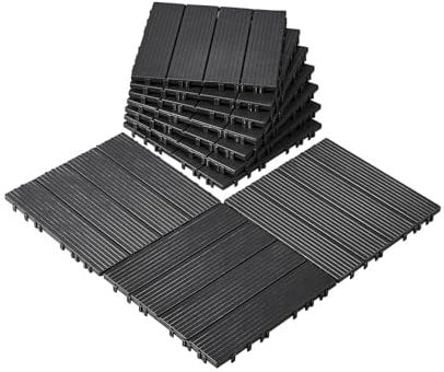 VEVOR Azulejos Entrelazados para Terraza, de Plástico, Resistentes al Agua, para Uso en Exteriores, para Todo Tipo de Climas, para Porches, Piscinas, Balcones, Gris Oscuro, 300 x 300 x 20 mm, 10 uds