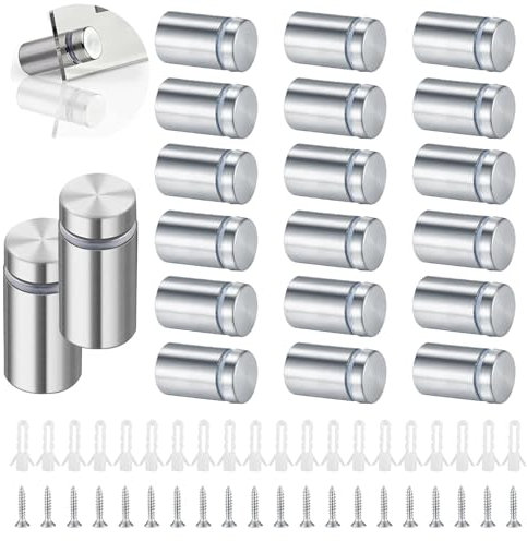 FISH DRAGATE 20 pcs vite pubblicitaria in acciaio inox,distanziali per targhe,chiodo pubblicitario in vetro,chiodi a vite pubblicitari,con viti e chiodi ad espansione,per insegne pubblicitarie12×20 mm