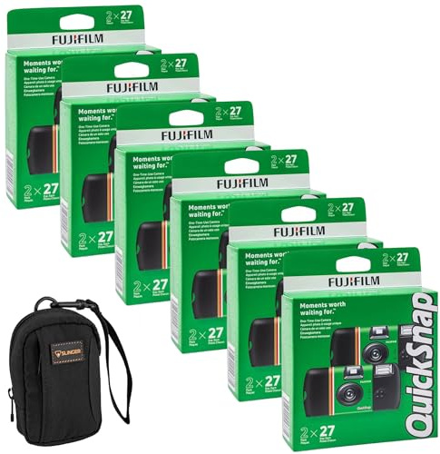Fujifilm QuickSnap Flash 400 One Time Use 35mm Disposable Camera with Flash, 27 Exposures + Slinger Camera Bag (12 Pack)