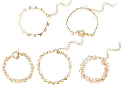 WRITWAA Eleganti Bracciali a Catena a Strati da Donna Set di Braccialetti Impilabili E Regolabili Gioielli da Mano Braccialetti in Metallo Multistrato Oro Unici E alla Moda