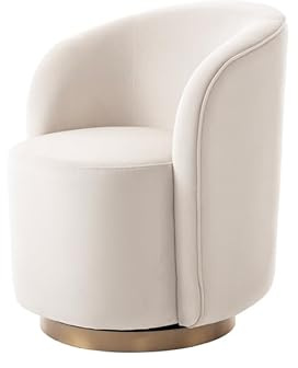 MY Furniture West End Swivel Dining Chair - Chalk - Brass Base - the ultimate luxurious dining or dressing chair chalk ivory off-white velvet fabric - 360 degrees swivel - designer chair
