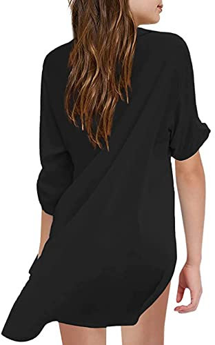 T Shirts Under 10 Girls Swimsuit for Beach Cover Up, Chiffon Shirt, Bikini, Swimsuit, Beach Dress, Swim Cover Up Shirt, Ballerina Girls, black, 4-5 Years
